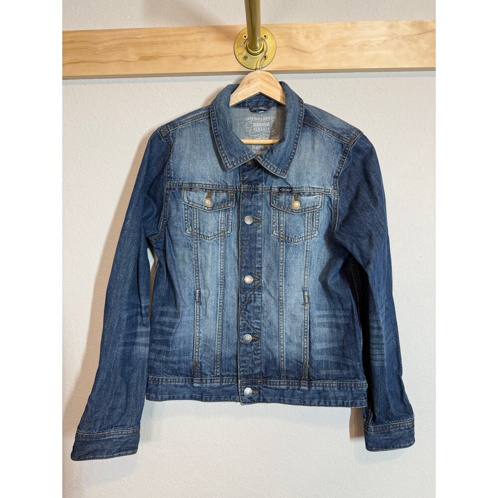 Women's Here + There Denim Blue Jean‎ Faded Look Jacket Size Medium - Picture 3 of 8